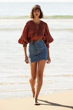 Shona Joy EMILY FITTED MINI SKIRT - INDIGO