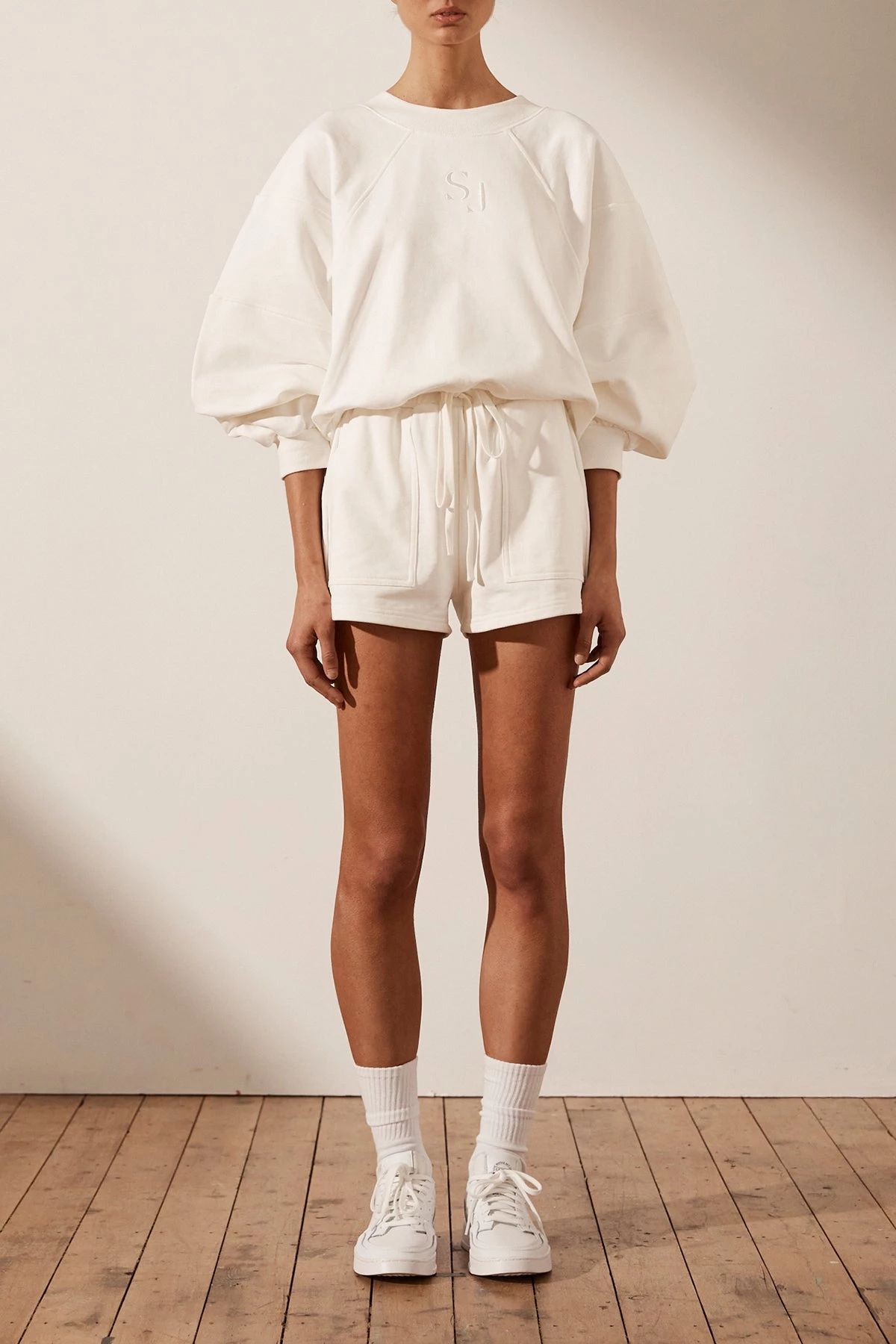 Shona Joy SJ LOGO BATWING SWEATER - IVORY TOPS 3 Shona Joy SJ LOGO BATWING SWEATER - IVORY TOPS