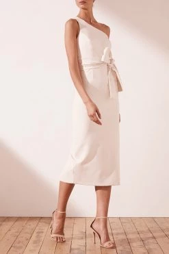 Shona Joy BRYANT ONE SHOULDER MIDI DRESS WITH BELT - IVORY 7 Shona Joy BRYANT ONE SHOULDER MIDI DRESS WITH BELT - IVORY