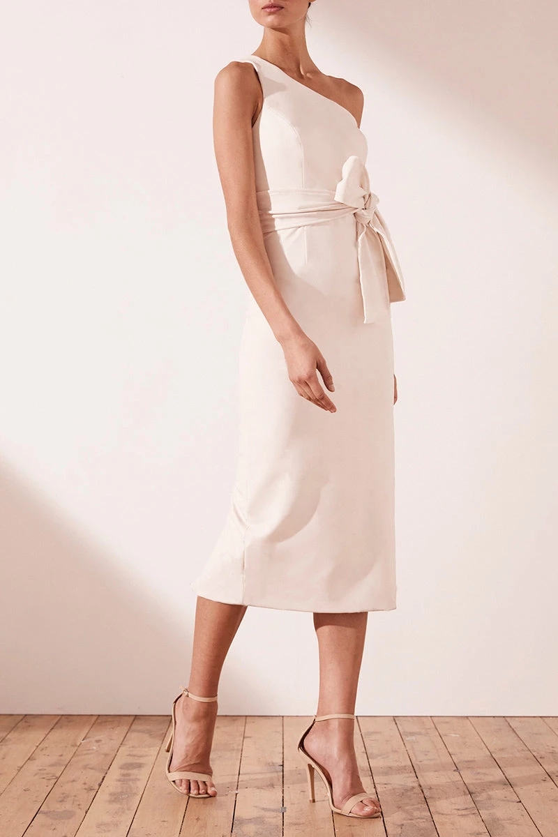 Shona Joy BRYANT ONE SHOULDER MIDI DRESS WITH BELT - IVORY 3 Shona Joy BRYANT ONE SHOULDER MIDI DRESS WITH BELT - IVORY