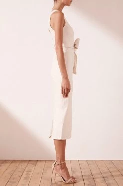Shona Joy BRYANT ONE SHOULDER MIDI DRESS WITH BELT - IVORY 8 Shona Joy BRYANT ONE SHOULDER MIDI DRESS WITH BELT - IVORY