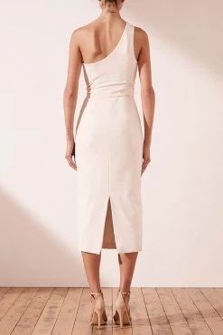 Shona Joy BRYANT ONE SHOULDER MIDI DRESS WITH BELT - IVORY 9 Shona Joy BRYANT ONE SHOULDER MIDI DRESS WITH BELT - IVORY