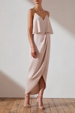 Shona Joy LUXE COCKTAIL FRILL DRESS - PORCELAIN DRESSES