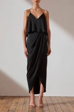 Shona Joy LUXE COCKTAIL FRILL DRESS - ONYX DRESSES