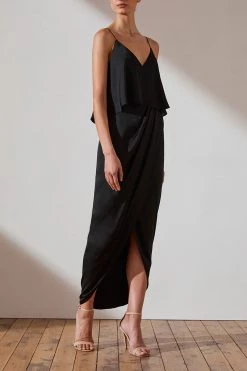 Shona Joy LUXE COCKTAIL FRILL DRESS - ONYX DRESSES