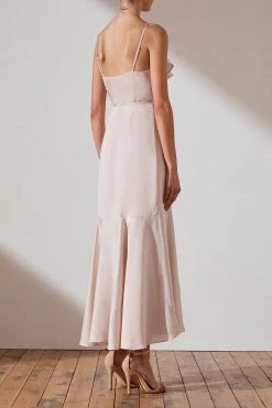 Shona Joy LUXE BIAS FRILL WRAP DRESS - PORCELAIN DRESSES