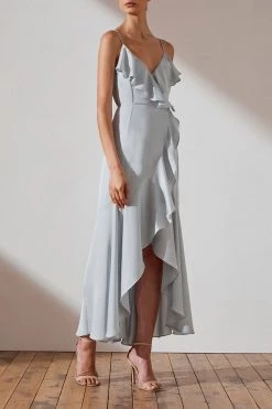 Shona Joy DRESSES LUXE BIAS FRILL WRAP DRESS - CLOUD 9 Shona Joy DRESSES LUXE BIAS FRILL WRAP DRESS - CLOUD