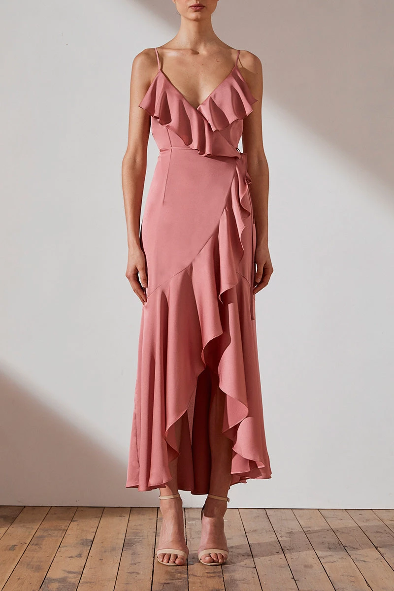 Shona Joy LUXE BIAS FRILL WRAP DRESS - ROSE DRESSES 3 Shona Joy LUXE BIAS FRILL WRAP DRESS - ROSE DRESSES