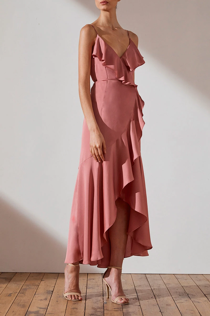 Shona Joy LUXE BIAS FRILL WRAP DRESS - ROSE DRESSES 4 Shona Joy LUXE BIAS FRILL WRAP DRESS - ROSE DRESSES