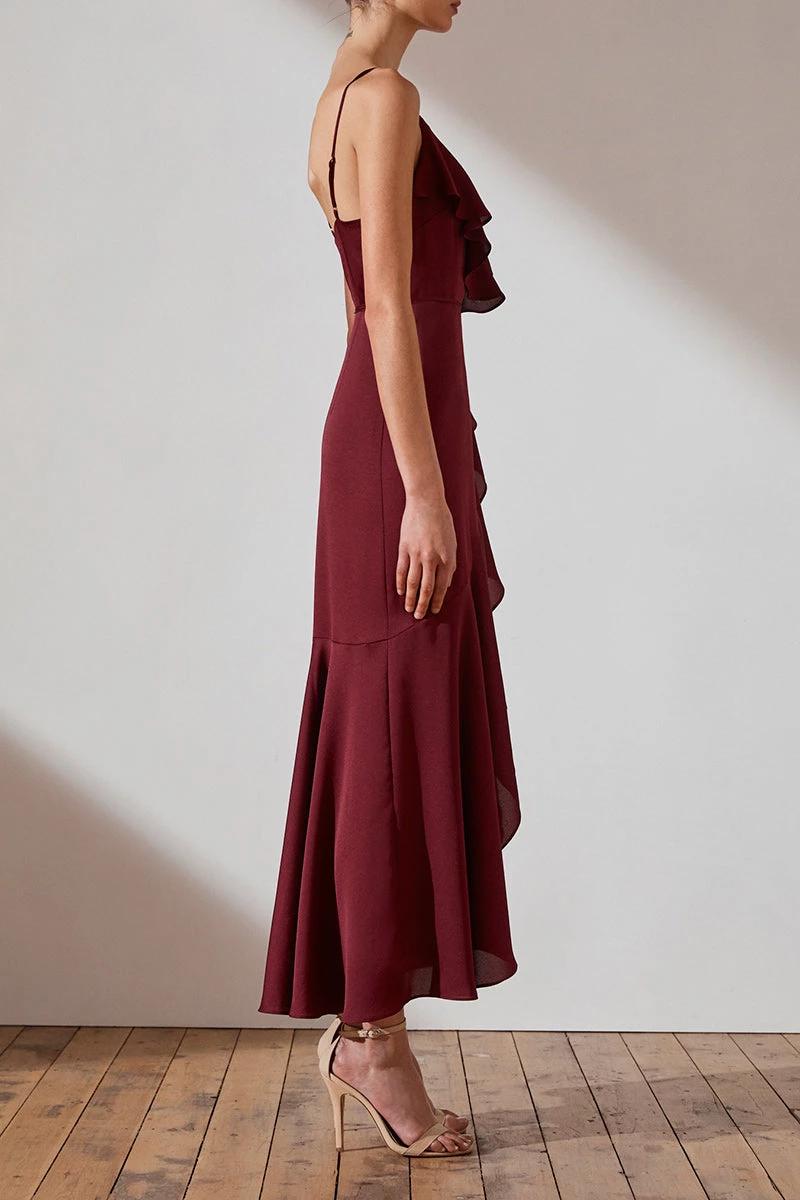 Shona Joy LUXE BIAS FRILL WRAP DRESS - GARNET DRESSES 5 Shona Joy LUXE BIAS FRILL WRAP DRESS - GARNET DRESSES