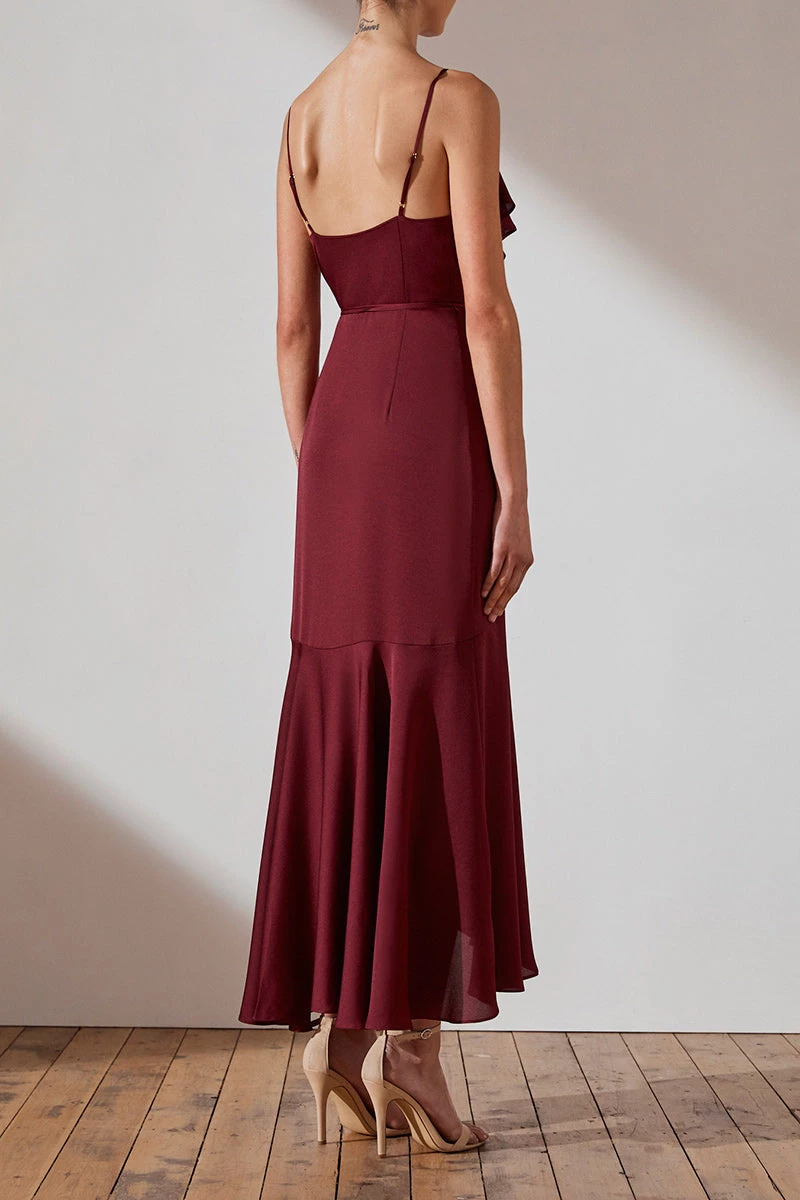 Shona Joy LUXE BIAS FRILL WRAP DRESS - GARNET DRESSES 6 Shona Joy LUXE BIAS FRILL WRAP DRESS - GARNET DRESSES