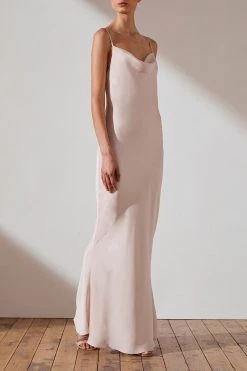 Shona Joy DRESSES LUXE BIAS COWL SLIP DRESS - PORCELAIN