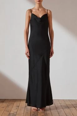 Shona Joy DRESSES LUXE BIAS COWL SLIP DRESS - ONYX