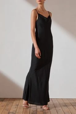 Shona Joy DRESSES LUXE BIAS COWL SLIP DRESS - ONYX
