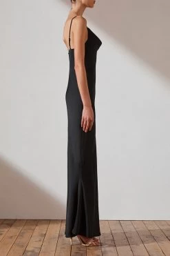 Shona Joy DRESSES LUXE BIAS COWL SLIP DRESS - ONYX