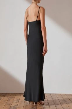 Shona Joy DRESSES LUXE BIAS COWL SLIP DRESS - ONYX