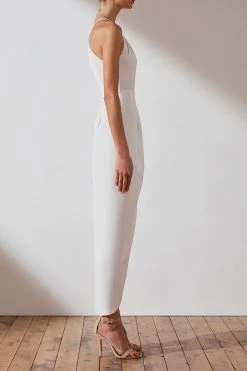 Shona Joy CORE HIGH NECK RUCHED DRESS - IVORY