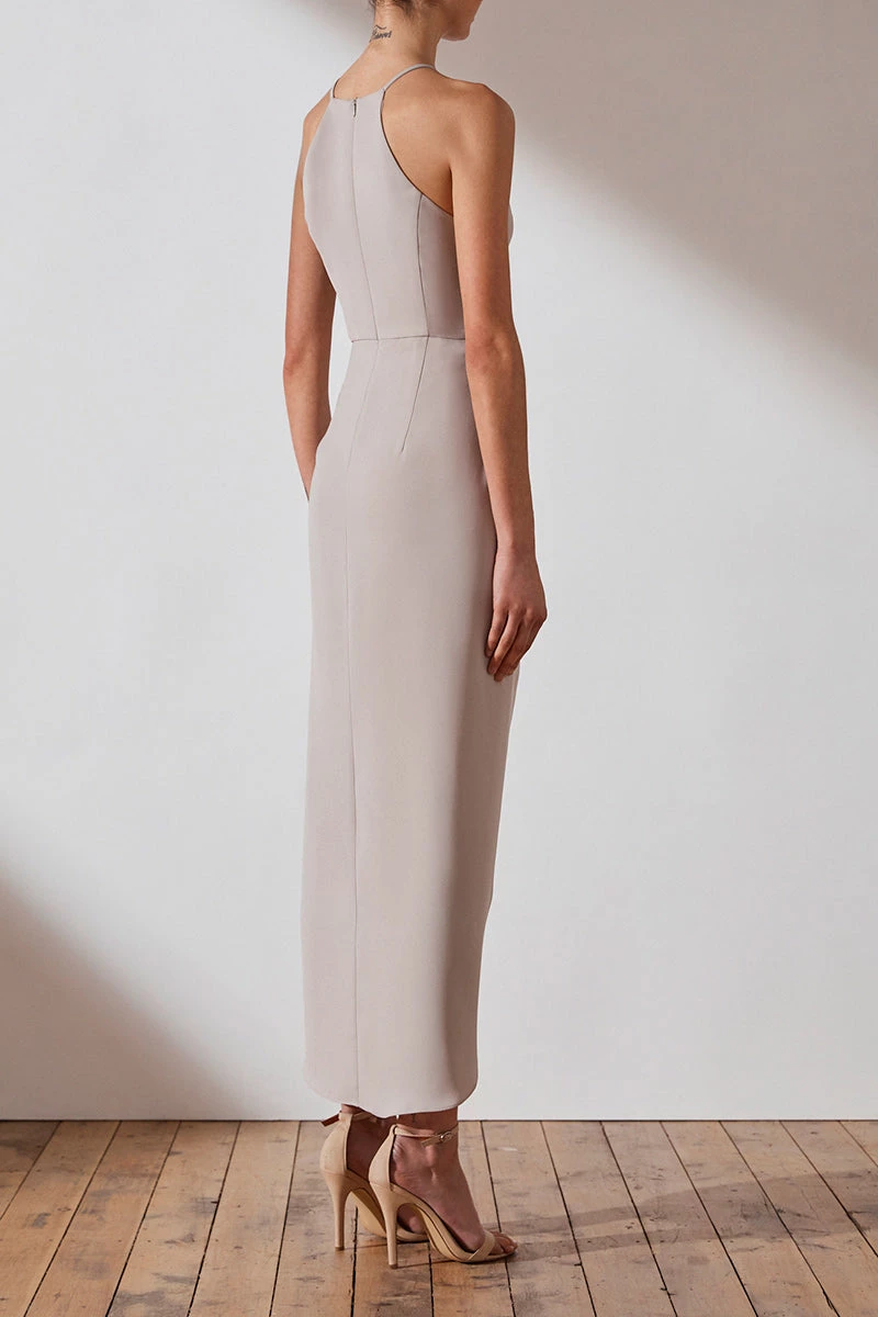 Shona Joy CORE HIGH NECK RUCHED DRESS - OYSTER 5 Shona Joy CORE HIGH NECK RUCHED DRESS - OYSTER