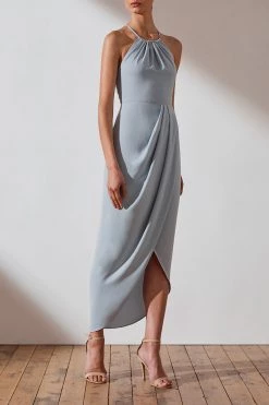 Shona Joy CORE HIGH NECK RUCHED DRESS - POWDER BLUE DRESSES 7 Shona Joy CORE HIGH NECK RUCHED DRESS - POWDER BLUE DRESSES
