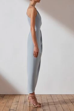 Shona Joy CORE HIGH NECK RUCHED DRESS - POWDER BLUE DRESSES 8 Shona Joy CORE HIGH NECK RUCHED DRESS - POWDER BLUE DRESSES