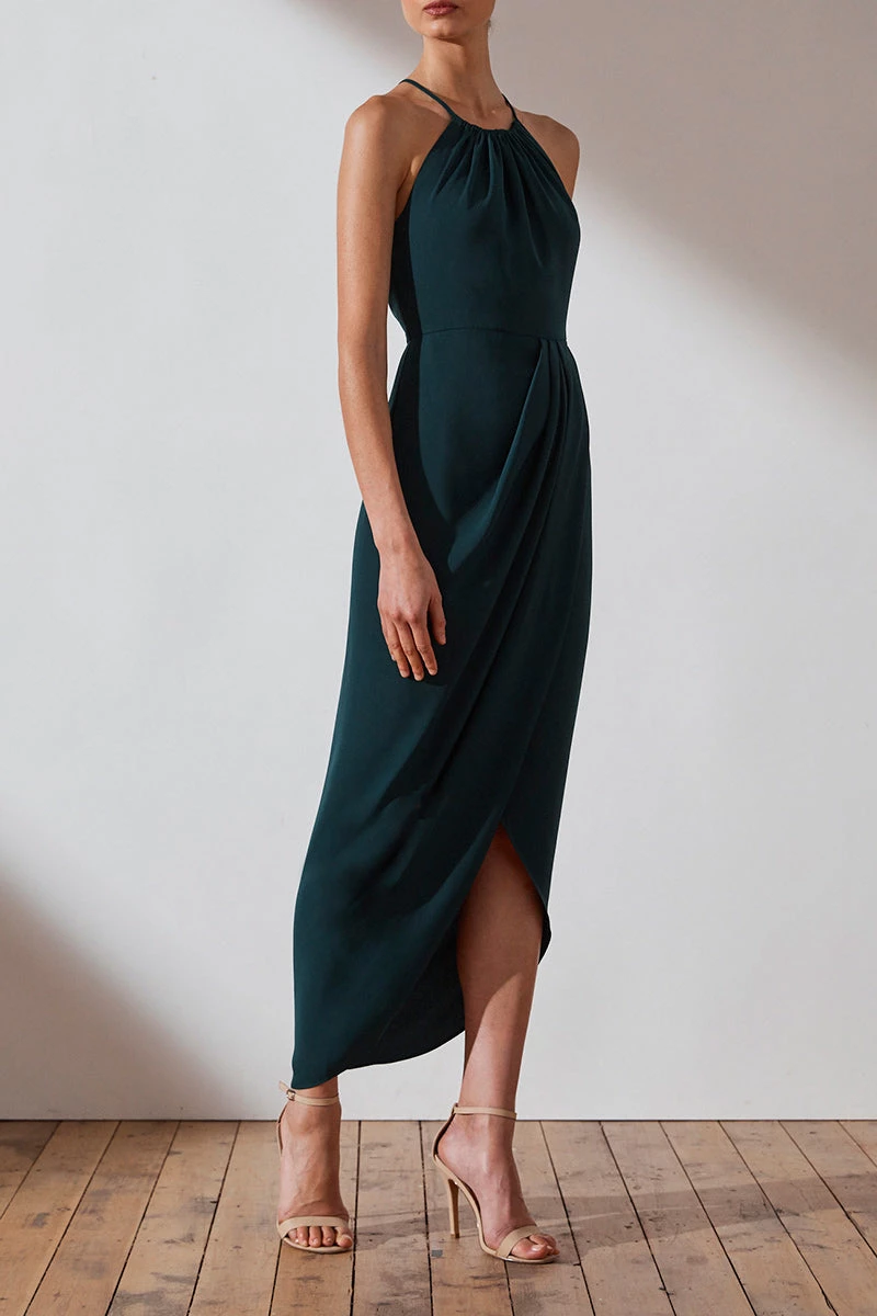Shona Joy DRESSES CORE HIGH NECK RUCHED DRESS - SEAWEED 3 Shona Joy DRESSES CORE HIGH NECK RUCHED DRESS - SEAWEED