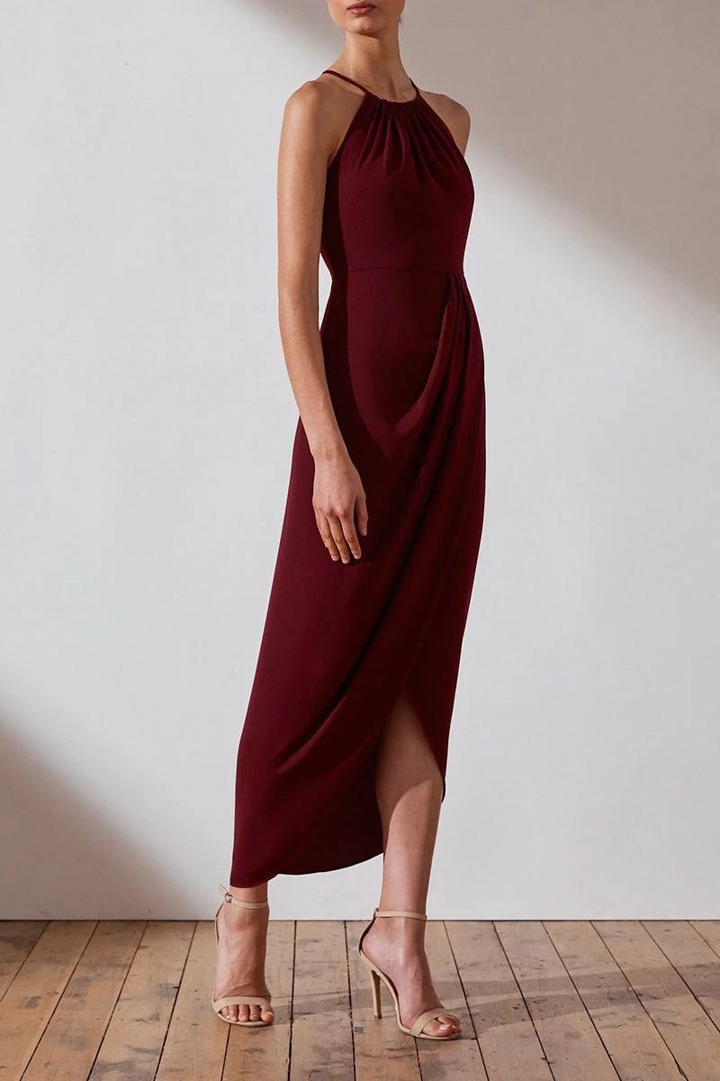 Shona Joy CORE HIGH NECK RUCHED DRESS - BURGUNDY DRESSES 3 Shona Joy CORE HIGH NECK RUCHED DRESS - BURGUNDY DRESSES