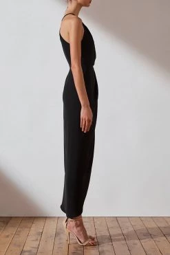 Shona Joy CORE HIGH NECK RUCHED DRESS - BLACK DRESSES