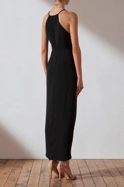 Shona Joy CORE HIGH NECK RUCHED DRESS - BLACK DRESSES