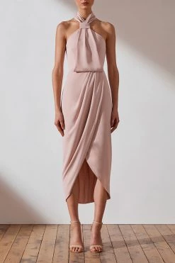 Shona Joy CORE KNOT DRAPED DRESS - BALLET