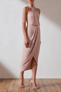Shona Joy CORE KNOT DRAPED DRESS - BALLET
