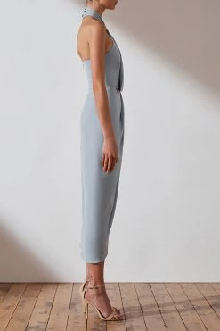 Shona Joy CORE KNOT DRAPED DRESS - POWDER BLUE
