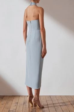 Shona Joy CORE KNOT DRAPED DRESS - POWDER BLUE