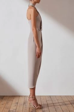 Shona Joy CORE KNOT DRAPED DRESS - OYSTER DRESSES 8 Shona Joy CORE KNOT DRAPED DRESS - OYSTER DRESSES