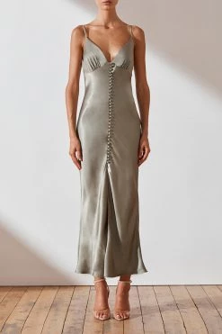 Shona Joy LA LUNE BIAS SLIP DRESS - SAGE