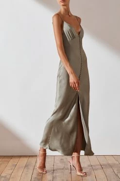 Shona Joy LA LUNE BIAS SLIP DRESS - SAGE
