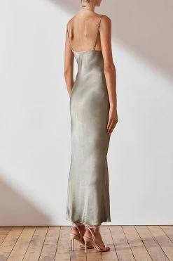 Shona Joy LA LUNE BIAS SLIP DRESS - SAGE