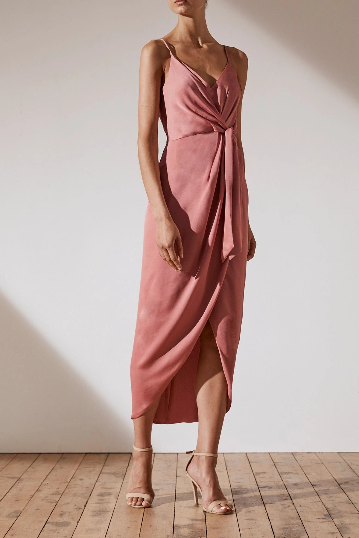 Shona Joy DRESSES LUXE TIE FRONT COCKTAIL DRESS - ROSE 4 Shona Joy DRESSES LUXE TIE FRONT COCKTAIL DRESS - ROSE