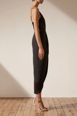 Shona Joy LUXE TIE FRONT COCKTAIL DRESS - ONYX DRESSES
