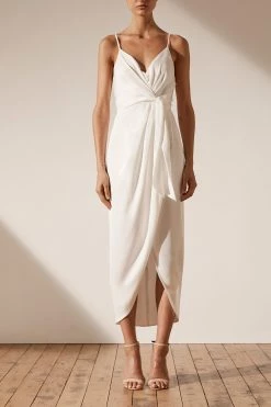 Shona Joy LUXE TIE FRONT COCKTAIL DRESS - IVORY DRESSES