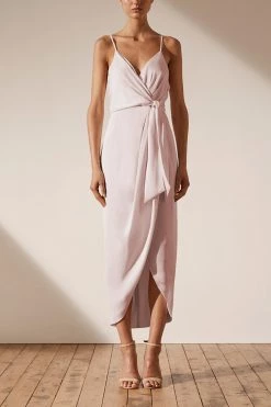 Shona Joy LUXE TIE FRONT COCKTAIL DRESS - PORCELAIN