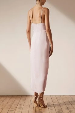 Shona Joy LUXE TIE FRONT COCKTAIL DRESS - PORCELAIN