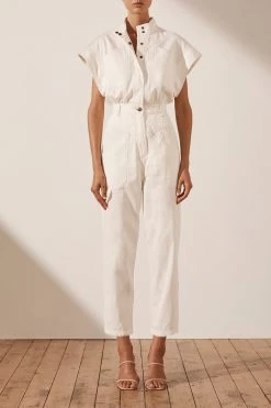 Shona Joy CHIARA SLEEVELESS BOILER SUIT - IVORY JUMPSUITS