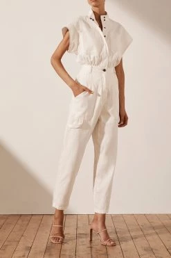 Shona Joy CHIARA SLEEVELESS BOILER SUIT - IVORY JUMPSUITS