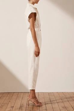 Shona Joy CHIARA SLEEVELESS BOILER SUIT - IVORY JUMPSUITS