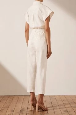 Shona Joy CHIARA SLEEVELESS BOILER SUIT - IVORY JUMPSUITS