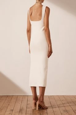 Shona Joy DRESSES BASIC SQUARE NECK MIDI DRESS - IVORY