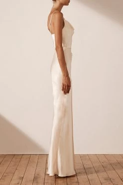 Shona Joy LA LUNE BIAS COWL MAXI DRESS - CREAM DRESSES