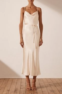Shona Joy LA LUNE BIAS COWL MIDI DRESS - CREAM DRESSES 8 Shona Joy LA LUNE BIAS COWL MIDI DRESS - CREAM DRESSES
