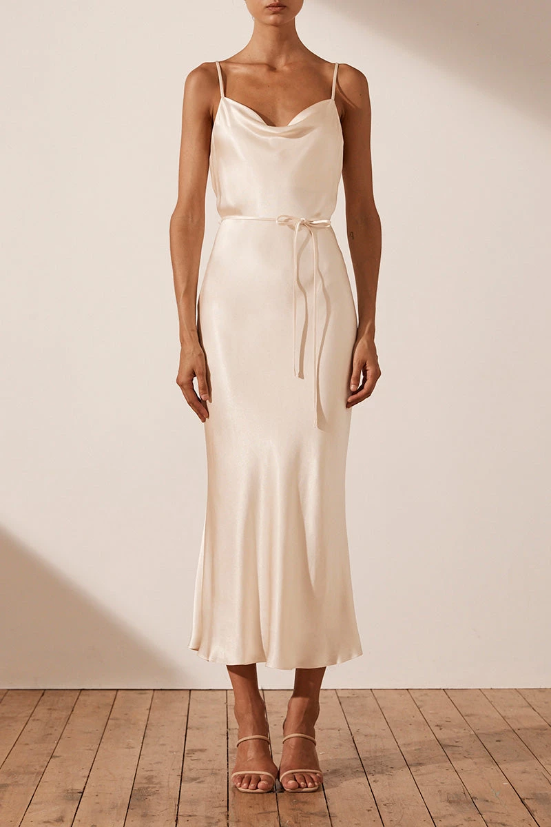 Shona Joy LA LUNE BIAS COWL MIDI DRESS - CREAM DRESSES 3 Shona Joy LA LUNE BIAS COWL MIDI DRESS - CREAM DRESSES
