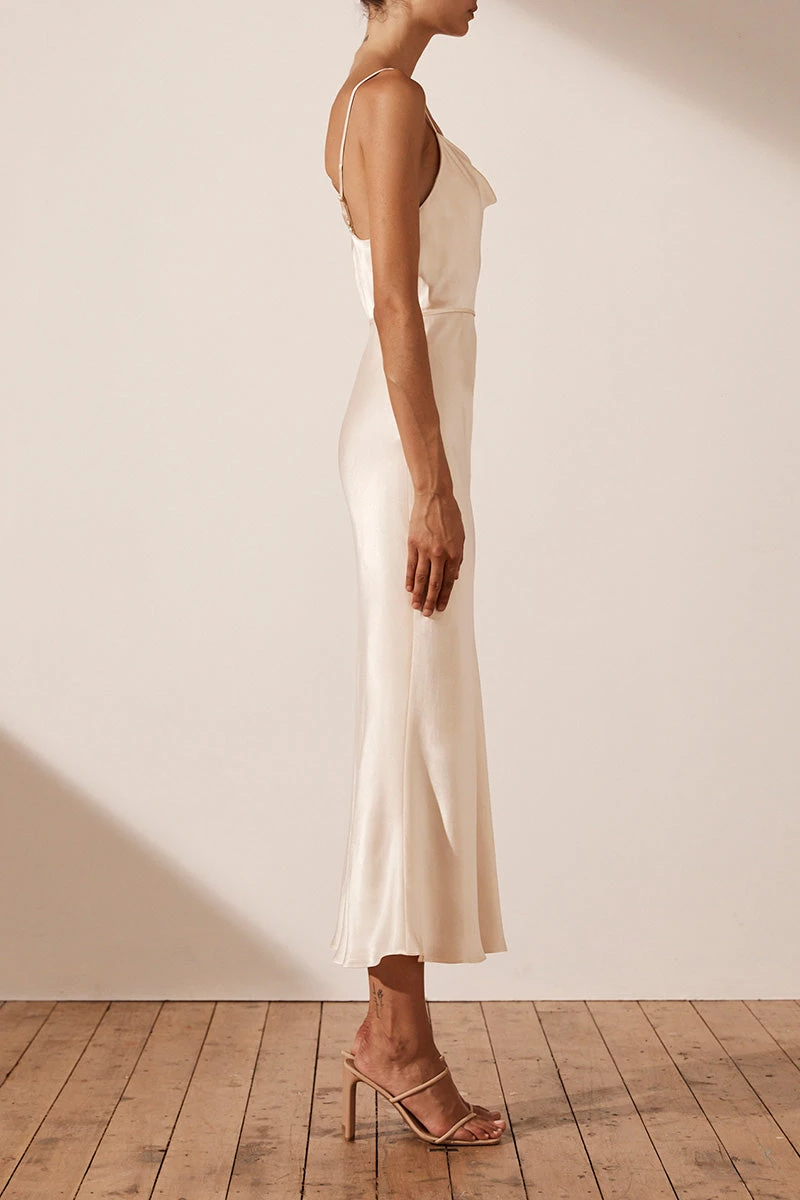 Shona Joy LA LUNE BIAS COWL MIDI DRESS - CREAM DRESSES 5 Shona Joy LA LUNE BIAS COWL MIDI DRESS - CREAM DRESSES